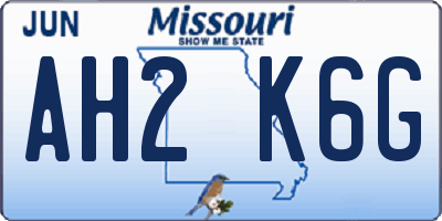 MO license plate AH2K6G