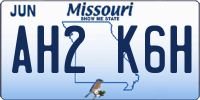 MO license plate AH2K6H