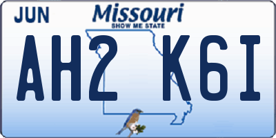 MO license plate AH2K6I