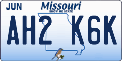 MO license plate AH2K6K