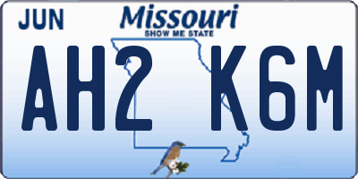 MO license plate AH2K6M