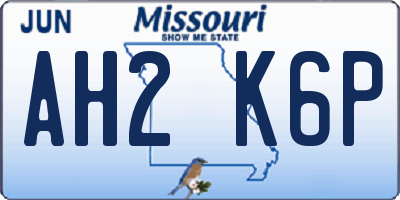 MO license plate AH2K6P