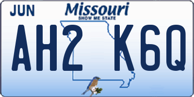 MO license plate AH2K6Q