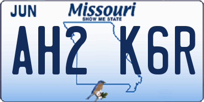 MO license plate AH2K6R