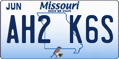 MO license plate AH2K6S