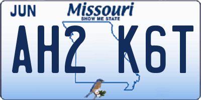 MO license plate AH2K6T