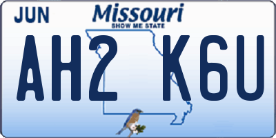 MO license plate AH2K6U