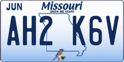 MO license plate AH2K6V