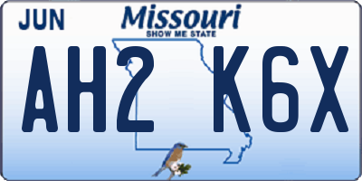 MO license plate AH2K6X