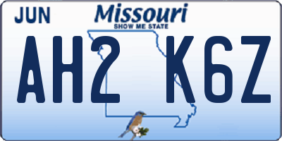 MO license plate AH2K6Z