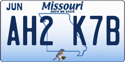 MO license plate AH2K7B