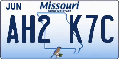 MO license plate AH2K7C