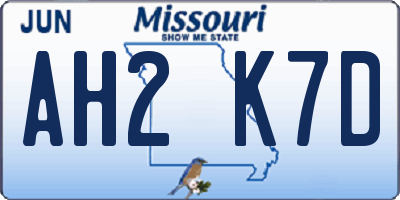 MO license plate AH2K7D