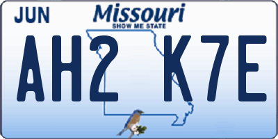 MO license plate AH2K7E