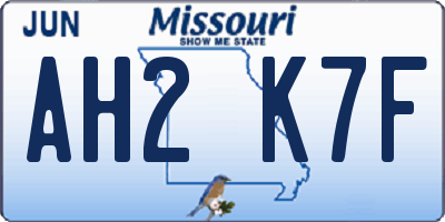 MO license plate AH2K7F