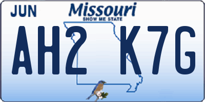 MO license plate AH2K7G