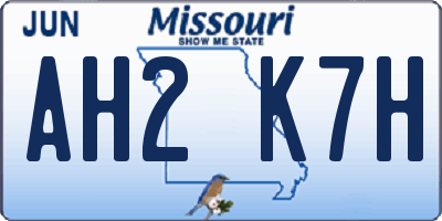 MO license plate AH2K7H