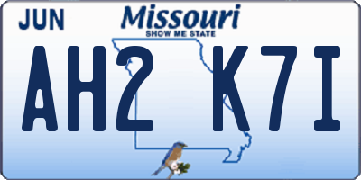 MO license plate AH2K7I