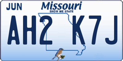 MO license plate AH2K7J