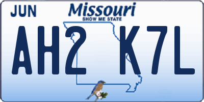 MO license plate AH2K7L
