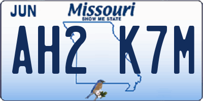 MO license plate AH2K7M