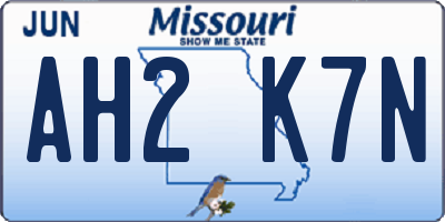 MO license plate AH2K7N