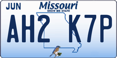 MO license plate AH2K7P
