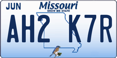 MO license plate AH2K7R