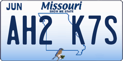 MO license plate AH2K7S
