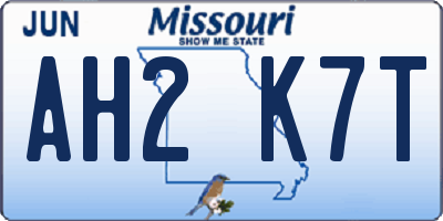 MO license plate AH2K7T