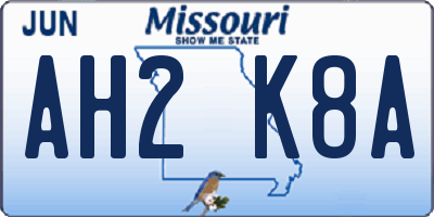 MO license plate AH2K8A