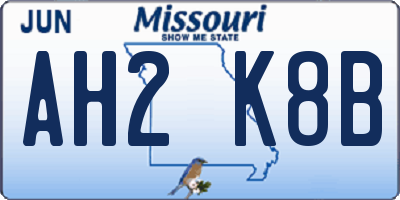 MO license plate AH2K8B