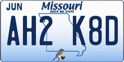 MO license plate AH2K8D