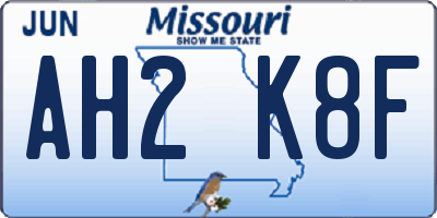 MO license plate AH2K8F