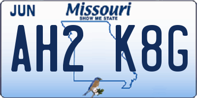 MO license plate AH2K8G