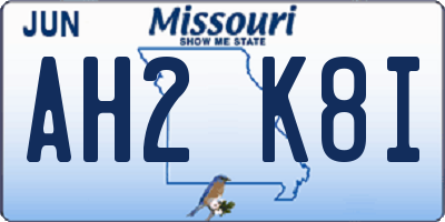 MO license plate AH2K8I