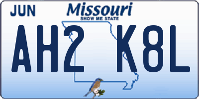 MO license plate AH2K8L