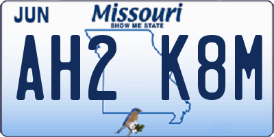 MO license plate AH2K8M