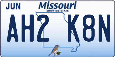 MO license plate AH2K8N