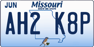 MO license plate AH2K8P