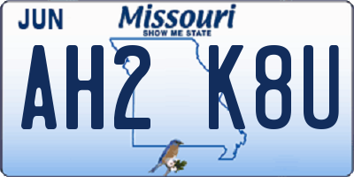 MO license plate AH2K8U