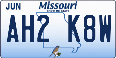 MO license plate AH2K8W