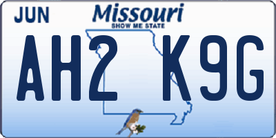 MO license plate AH2K9G