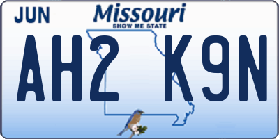 MO license plate AH2K9N