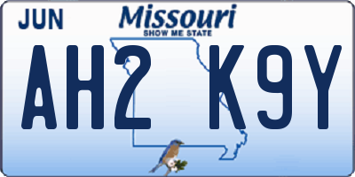 MO license plate AH2K9Y