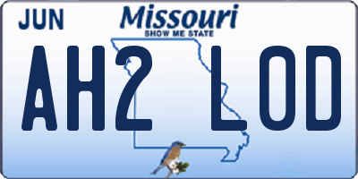 MO license plate AH2L0D