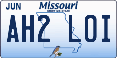 MO license plate AH2L0I