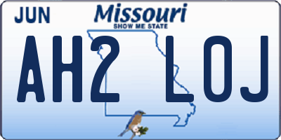 MO license plate AH2L0J