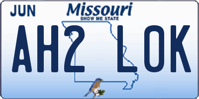 MO license plate AH2L0K