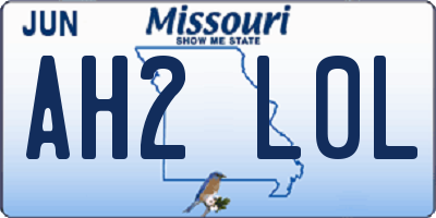 MO license plate AH2L0L